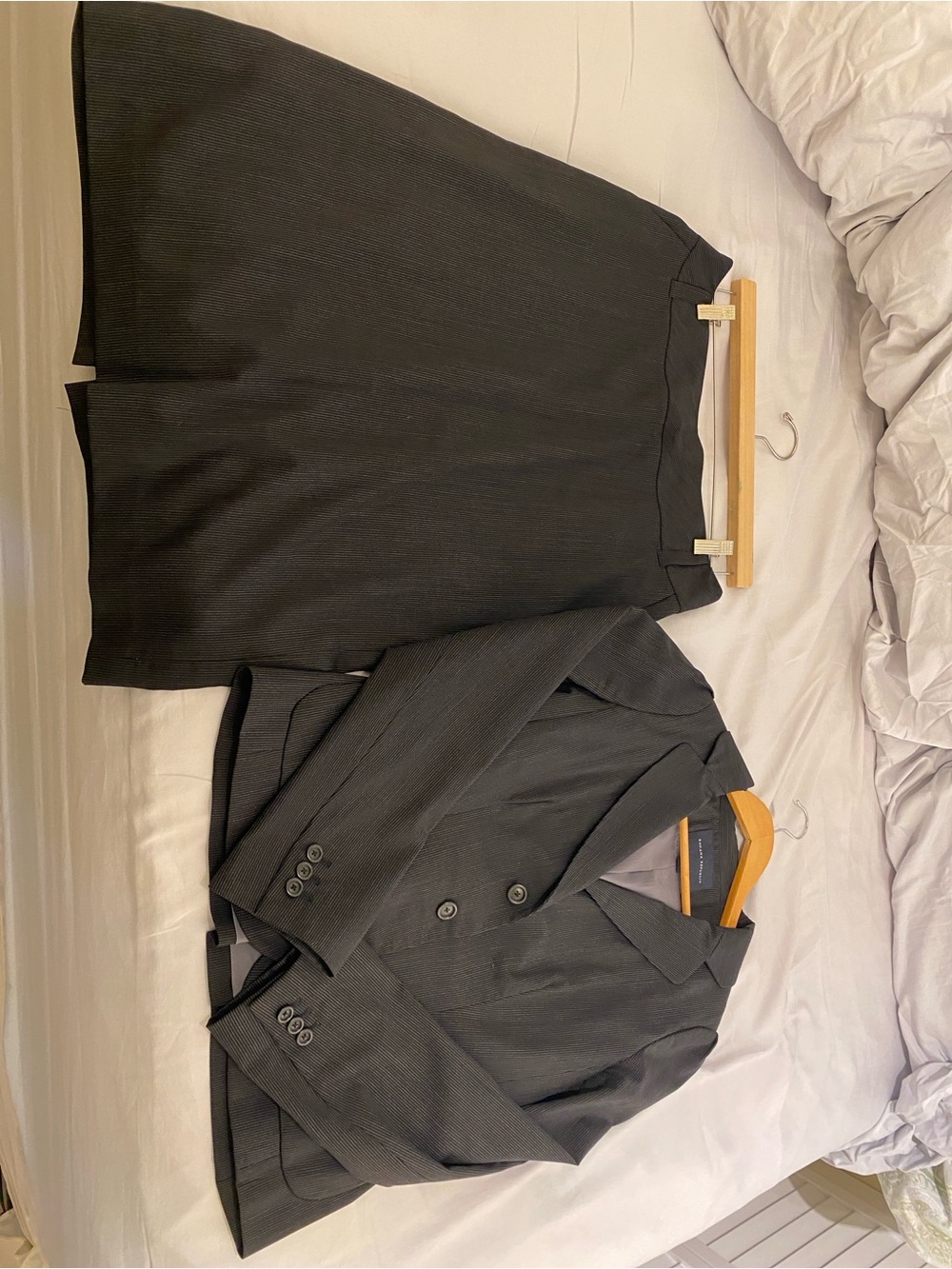 Banana Republic Women's Black Pinstripe Suit Set - Skirt & Blazer
